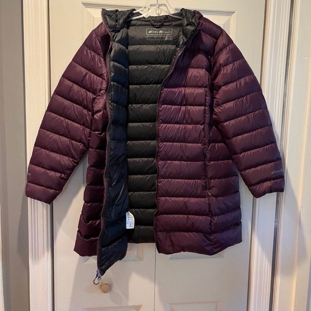 Eddie Bauer Hooded 2x Puffer Coat - Plum - Picture 3 of 6